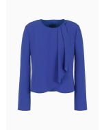 Emporio Armani - Giacca con chiusura portafoglio e volant in crepe armaturato blu