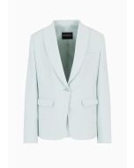 Emporio Armani E3NG1NF99031508 Giacca monopetto in tecno crepe riciclato Armani Sustainabilty Values verde acqua