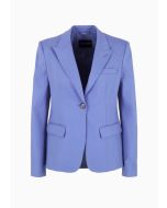 Emporio Armani - Giacca monopetto in misto cotone blu