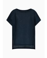 Emporio Armani - Maglia con motivo rettangoli all over e spacchi laterali blu