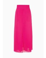 Emporio Armani - Gonna lunga con baschina in georgette a pannelli fucsia