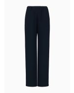 Emporio Armani - Pantaloni con pinces in tecno seersucker blu notte