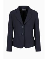 Emporio Armani - Giacca monopetto in misto lana vergine chevron Icon blu