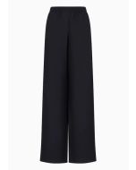 Emporio Armani - Pantaloni a vita elastica in misto lana vergine chevron Icon blu