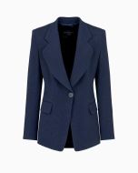 Emporio Armani - Blazer in cady canneté icon blu