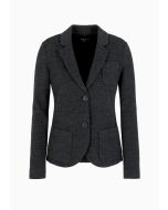 Emporio Armani - Giacca monopetto in maglia di jersey jacquard con disegno a rilievo Icon grigio scuro