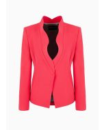 Emporio Armani - Giacca in cady crepe con profili sagomati effetto rouches rosso