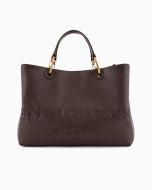 Emporio Armani - Shopper MyEA in pelle logo intrecciato marrone