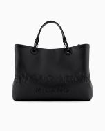 Emporio Armani - Shopper MyEA in pelle logo intrecciato nero