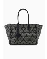 Emporio Armani EW000370AF119511FC033 Shopper media stampa monogram all over nero