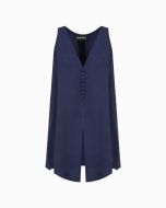 Emporio Armani - Top con scollo a V in viscosa armaturata blu navy