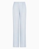 Emporio Armani - Pantaloni a vita elastica in viscosa armaturata azzurro