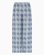 Emporio Armani - Pantaloni in garza di lino motivo check blu navy