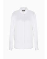 Emporio Armani - Camicia in satin con bottone sul collo bianco