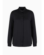 Emporio Armani - Camicia in satin con bottone sul collo nero