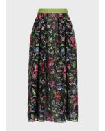 Emporio Armani - Gonna midi in tulle con ricamo floreale all over