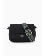 Emporio Armani - Borsa a tracolla in nylon riciclato con placchetta aquila ASV nero