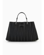 Emporio Armani Y3D166YWQ4E180001 Shopper piccola MyEA in simil nappa plissé riciclata ASV nero logo