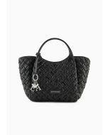 Emporio Armani Y3D266YWQ7E180001 Shopper intrecciata effetto nappa con charm logo nero