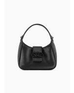 Emporio Armani - Borsa a mano hobo in raso con fibbia aquila nero logo