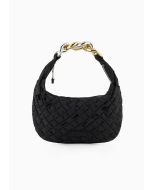 Emporio Armani Y3E236YWS3X180001 Borsa a mano hobo in nylon intrecciato riciclato con manico a catena ASV nero