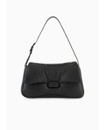 Emporio Armani - Maxi borsa a spalla baguette in nappa puffy nero