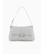 Emporio Armani - Maxi borsa a spalla baguette in nappa puffy grigio chiaro