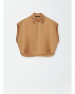 Fabiana Filippi CAD274F241D5440000_1255 Camicia in fluido di lino e viscosa, deserto