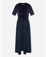 Herno - Abito in glam knit effect e techno taffeta blue navy