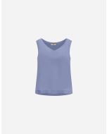 Herno - Top con scollo a V in lucent cady azzurro