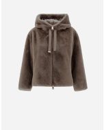 Herno - Felpa in faux fur mink fur tortora