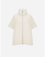 Herno - Poncho Resort in padded wave sweater e light stretch nylon naturale