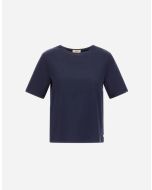 Herno - T-shirt in ever cotton interlock e monogram lurex blue