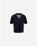 Herno - Polo in glam knit effect blue navy