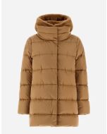 Herno - A-Shape in raso e new lady faux fur cammello