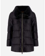 Herno - A-shape in nylon ultralight e new lady faux fur nero