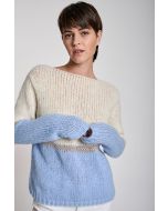 Hubert Gasser - Maglia di lana alpaca bicolore con dettagli di lurex bianco azzurro