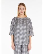 Max Mara - Blusa in raso di seta GESSO stampa cerchi 