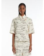 Max Mara - Giacca camicia in popeline di puro cotone stampato JENNI bianco verde 