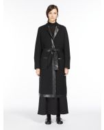 Max Mara - Cappotto in lana con inserti in jersey spalmato LOTUS nero 