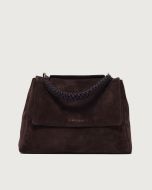 Orciani - Borsa Sveva Peach Media a spalla in suede con tracolla testa di moro