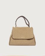 Orciani - Borsa Sveva Zanzibar Midi a spalla in tessuto e pelle biscotto