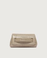 Orciani - Clutch Gossip Cocco Glow in pelle stampa cocco sabbia