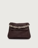 Orciani - Borsa a spalla Diana Cocco Small in pelle stampata con tracolla t. moro