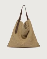 Orciani - Borsa Todo Zanzibar Large a spalla in tessuto e pelle biscotto