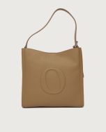 Orciani - Borsa Her-O Soft Midi a spalla in pelle martellata con tracolla biscotto