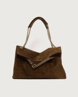 Orciani - Borsa Venus Peach Midi a spalla in suede cocoa