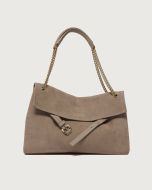 Orciani - Borsa Venus Peach Midi a spalla in suede sabbia