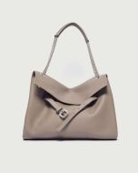 Orciani - Borsa Venus Soft Midi a spalla in pelle martellata taupe