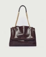 Orciani - Borsa Sveva Exotic Media a spalla in pelle effetto pitone caffé